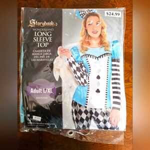 Alice in Wonderland Long Sleeve Shirt top- Adult L/XL 1 piece